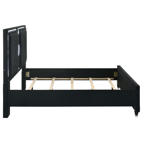  Coaster Furniture Ravenne 223191KE Velvet Upholstered Eastern King LED Panel Bed - Black IMAGE 9