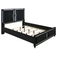  Coaster Furniture Ravenne 223191KW Velvet Upholstered California King LED Panel Bed - Black IMAGE 1