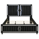 Coaster Furniture Ravenne 223191KW Velvet Upholstered California King LED Panel Bed - Black IMAGE 3