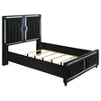  Coaster Furniture Ravenne 223191Q Velvet Upholstered Queen LED Panel Bed - Black IMAGE 1