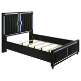  Coaster Furniture Ravenne 223191Q Velvet Upholstered Queen LED Panel Bed - Black IMAGE 1