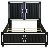  Coaster Furniture Ravenne 223191Q Velvet Upholstered Queen LED Panel Bed - Black IMAGE 3