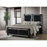  Coaster Furniture Ravenne 223191Q Velvet Upholstered Queen LED Panel Bed - Black IMAGE 4