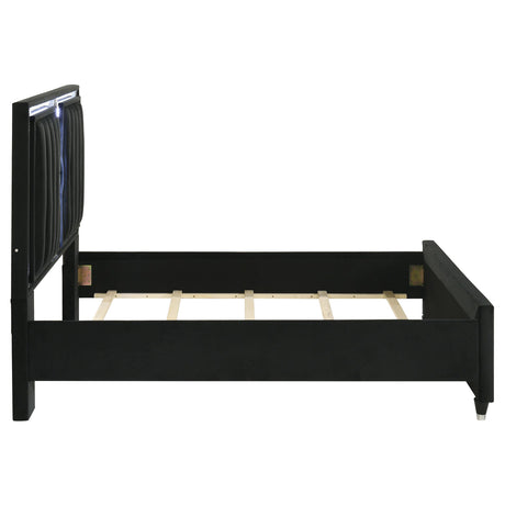  Coaster Furniture Ravenne 223191Q Velvet Upholstered Queen LED Panel Bed - Black IMAGE 7