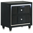  Coaster Furniture Ravenne 223192 2-drawer Velvet Upholstered LED Nightstand with USB - Black IMAGE 1