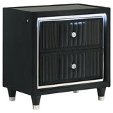  Coaster Furniture Ravenne 223192 2-drawer Velvet Upholstered LED Nightstand with USB - Black IMAGE 1