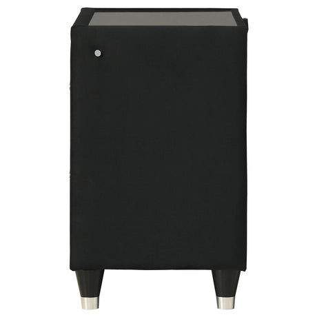  Coaster Furniture Ravenne 223192 2-drawer Velvet Upholstered LED Nightstand with USB - Black IMAGE 14