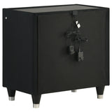  Coaster Furniture Ravenne 223192 2-drawer Velvet Upholstered LED Nightstand with USB - Black IMAGE 2