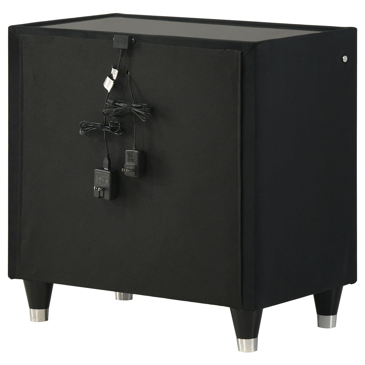  Coaster Furniture Ravenne 223192 2-drawer Velvet Upholstered LED Nightstand with USB - Black IMAGE 7