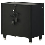  Coaster Furniture Ravenne 223192 2-drawer Velvet Upholstered LED Nightstand with USB - Black IMAGE 7