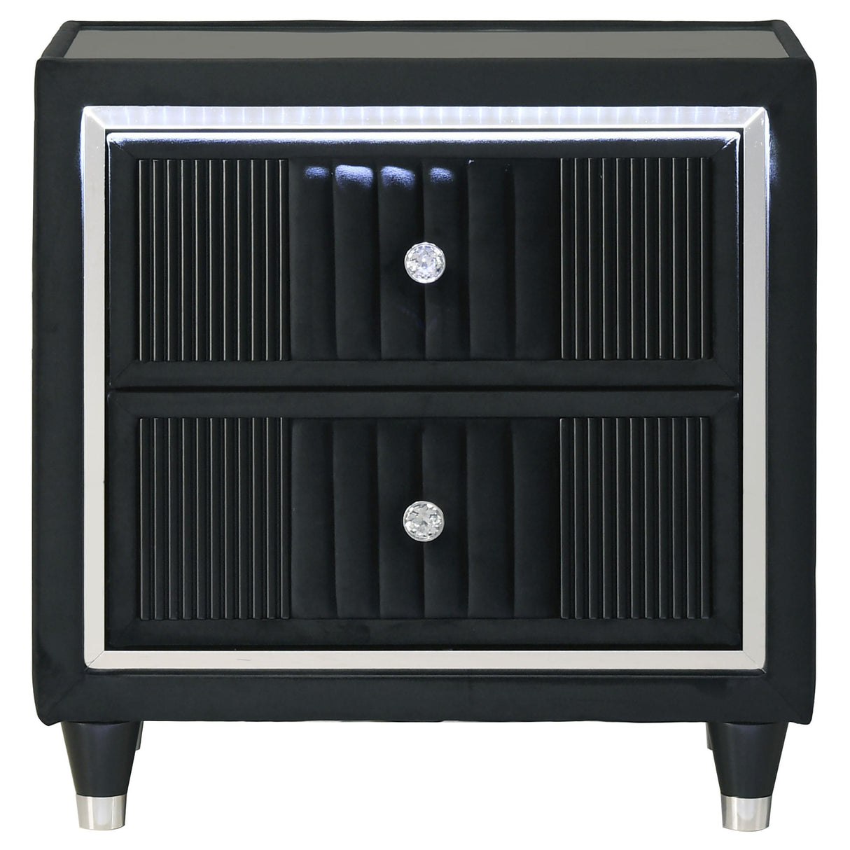  Coaster Furniture Ravenne 223192 2-drawer Velvet Upholstered LED Nightstand with USB - Black IMAGE 8