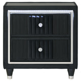  Coaster Furniture Ravenne 223192 2-drawer Velvet Upholstered LED Nightstand with USB - Black IMAGE 8