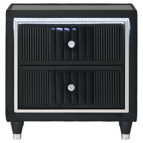  Coaster Furniture Ravenne 223192 2-drawer Velvet Upholstered LED Nightstand with USB - Black IMAGE 8