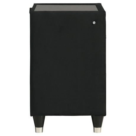  Coaster Furniture Ravenne 223192 2-drawer Velvet Upholstered LED Nightstand with USB - Black IMAGE 9