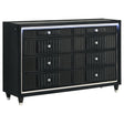  Coaster Furniture Ravenne 223193 8-drawer Velvet Upholstered LED Dresser Cabinet - Black IMAGE 1