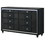  Coaster Furniture Ravenne 223193 8-drawer Velvet Upholstered LED Dresser Cabinet - Black IMAGE 11