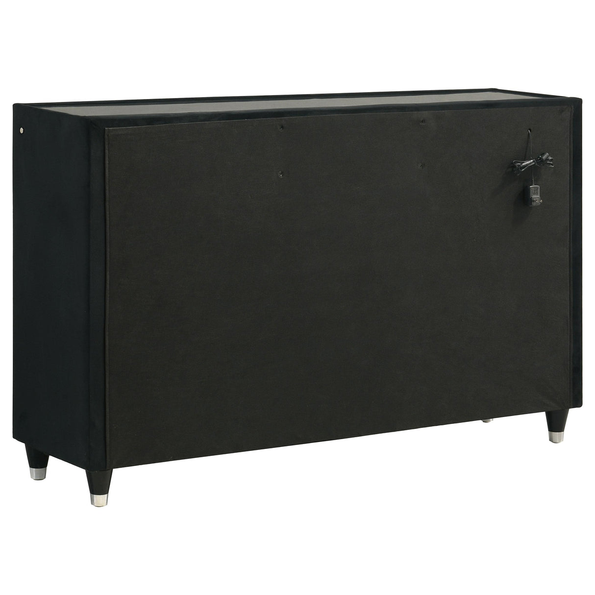  Coaster Furniture Ravenne 223193 8-drawer Velvet Upholstered LED Dresser Cabinet - Black IMAGE 2