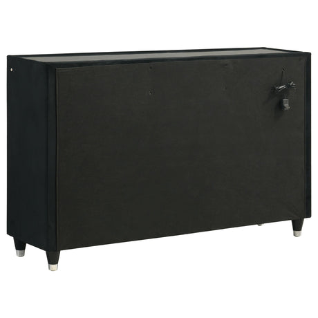  Coaster Furniture Ravenne 223193 8-drawer Velvet Upholstered LED Dresser Cabinet - Black IMAGE 2
