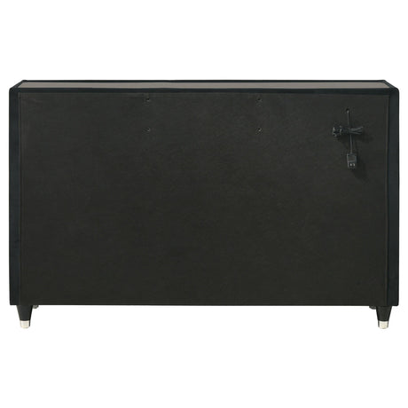  Coaster Furniture Ravenne 223193 8-drawer Velvet Upholstered LED Dresser Cabinet - Black IMAGE 4