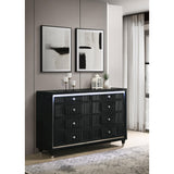  Coaster Furniture Ravenne 223193 8-drawer Velvet Upholstered LED Dresser Cabinet - Black IMAGE 5
