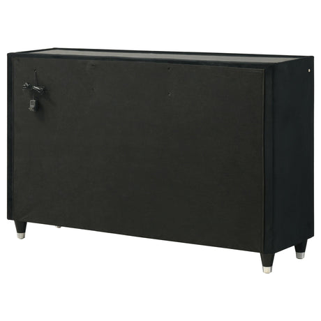  Coaster Furniture Ravenne 223193 8-drawer Velvet Upholstered LED Dresser Cabinet - Black IMAGE 6