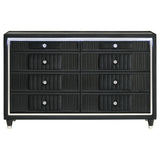  Coaster Furniture Ravenne 223193 8-drawer Velvet Upholstered LED Dresser Cabinet - Black IMAGE 8