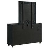  Coaster Furniture Ravenne 223193M 8-drawer Velvet Upholstered LED Dresser and Mirror - Black IMAGE 2
