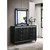  Coaster Furniture Ravenne 223193M 8-drawer Velvet Upholstered LED Dresser and Mirror - Black IMAGE 5