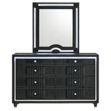  Coaster Furniture Ravenne 223193M 8-drawer Velvet Upholstered LED Dresser and Mirror - Black IMAGE 8