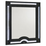  Coaster Furniture Ravenne 223194 Velvet Upholstered LED Dresser Mirror - Black IMAGE 1
