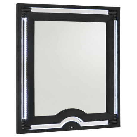  Coaster Furniture Ravenne 223194 Velvet Upholstered LED Dresser Mirror - Black IMAGE 1
