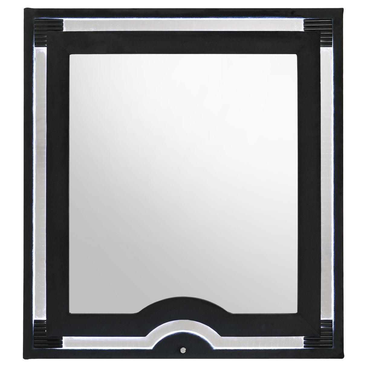  Coaster Furniture Ravenne 223194 Velvet Upholstered LED Dresser Mirror - Black IMAGE 2