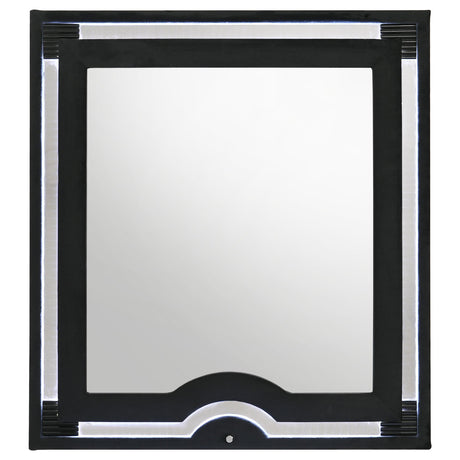  Coaster Furniture Ravenne 223194 Velvet Upholstered LED Dresser Mirror - Black IMAGE 2