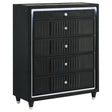  Coaster Furniture Ravenne 223195 5-drawer Velvet Upholstered LED Chest - Black IMAGE 1