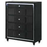  Coaster Furniture Ravenne 223195 5-drawer Velvet Upholstered LED Chest - Black IMAGE 11