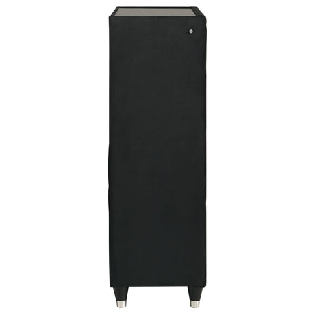  Coaster Furniture Ravenne 223195 5-drawer Velvet Upholstered LED Chest - Black IMAGE 12