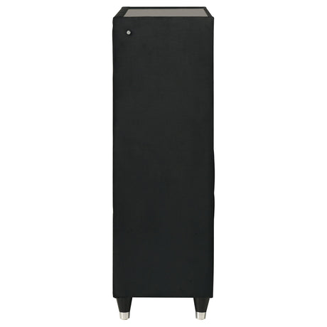  Coaster Furniture Ravenne 223195 5-drawer Velvet Upholstered LED Chest - Black IMAGE 14