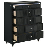  Coaster Furniture Ravenne 223195 5-drawer Velvet Upholstered LED Chest - Black IMAGE 15