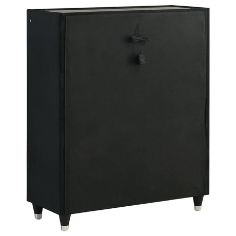  Coaster Furniture Ravenne 223195 5-drawer Velvet Upholstered LED Chest - Black IMAGE 2