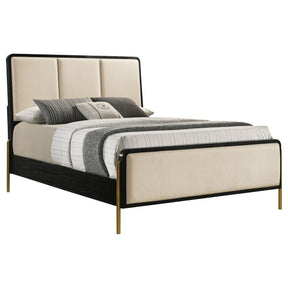  Coaster Furniture Arini 224331KECRM 56-inch Eastern King Panel Bed - Cream/Black IMAGE 1