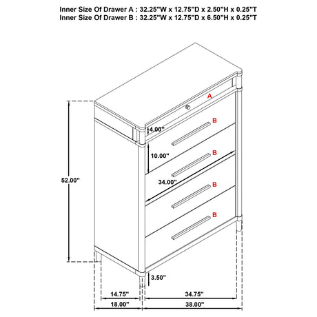  Coaster Furniture Gracemont 225075 5-drawer Bedroom Chest - White IMAGE 8