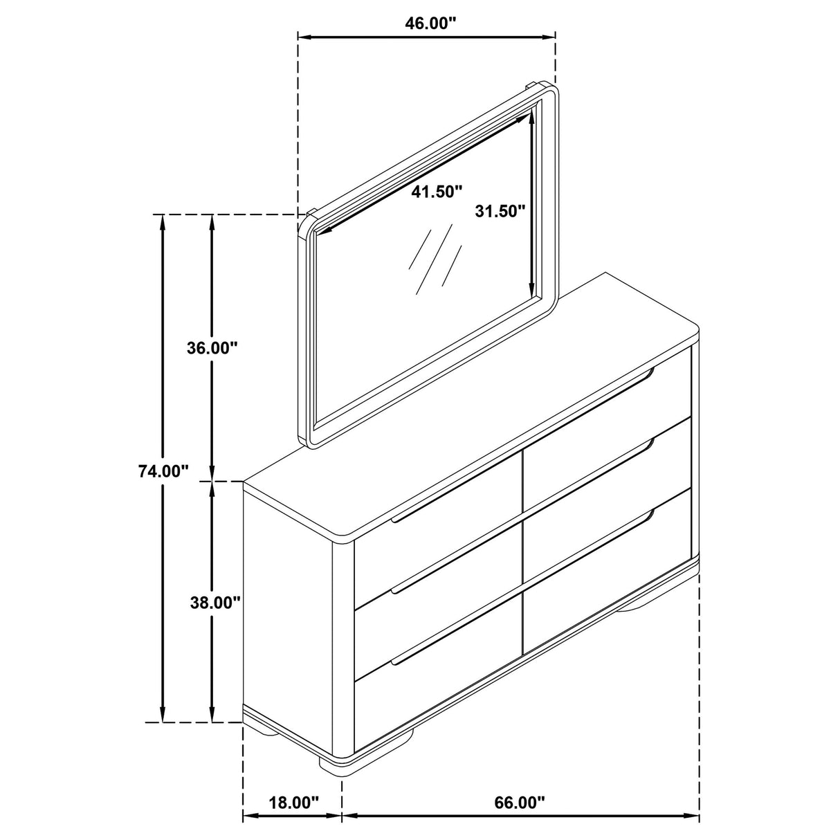  Coaster Furniture Ladera 225083M 6-drawer Bedroom Dresser and Mirror - Light Elm IMAGE 12