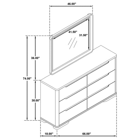  Coaster Furniture Ladera 225083M 6-drawer Bedroom Dresser and Mirror - Light Elm IMAGE 12