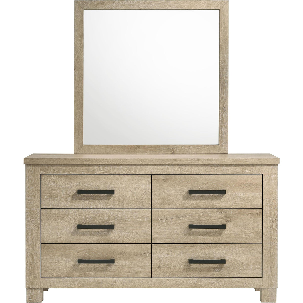  Coaster Furniture Oakglen 225103M 6-drawer Bedroom Dresser and Mirror - Weathered Oak IMAGE 3