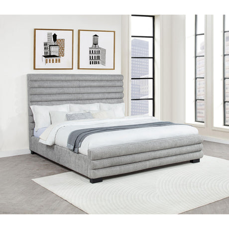  Coaster Furniture Patricia 300719KE 58-inch Boucle Upholstered Eastern King Bed - Grey IMAGE 2