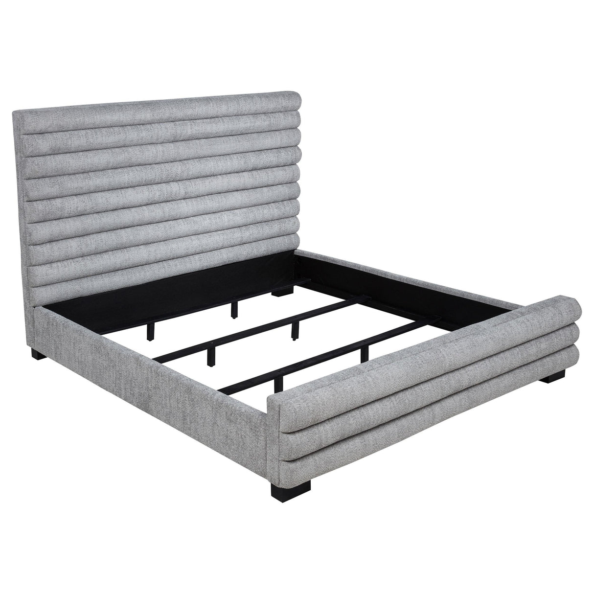  Coaster Furniture Patricia 300719KE 58-inch Boucle Upholstered Eastern King Bed - Grey IMAGE 3