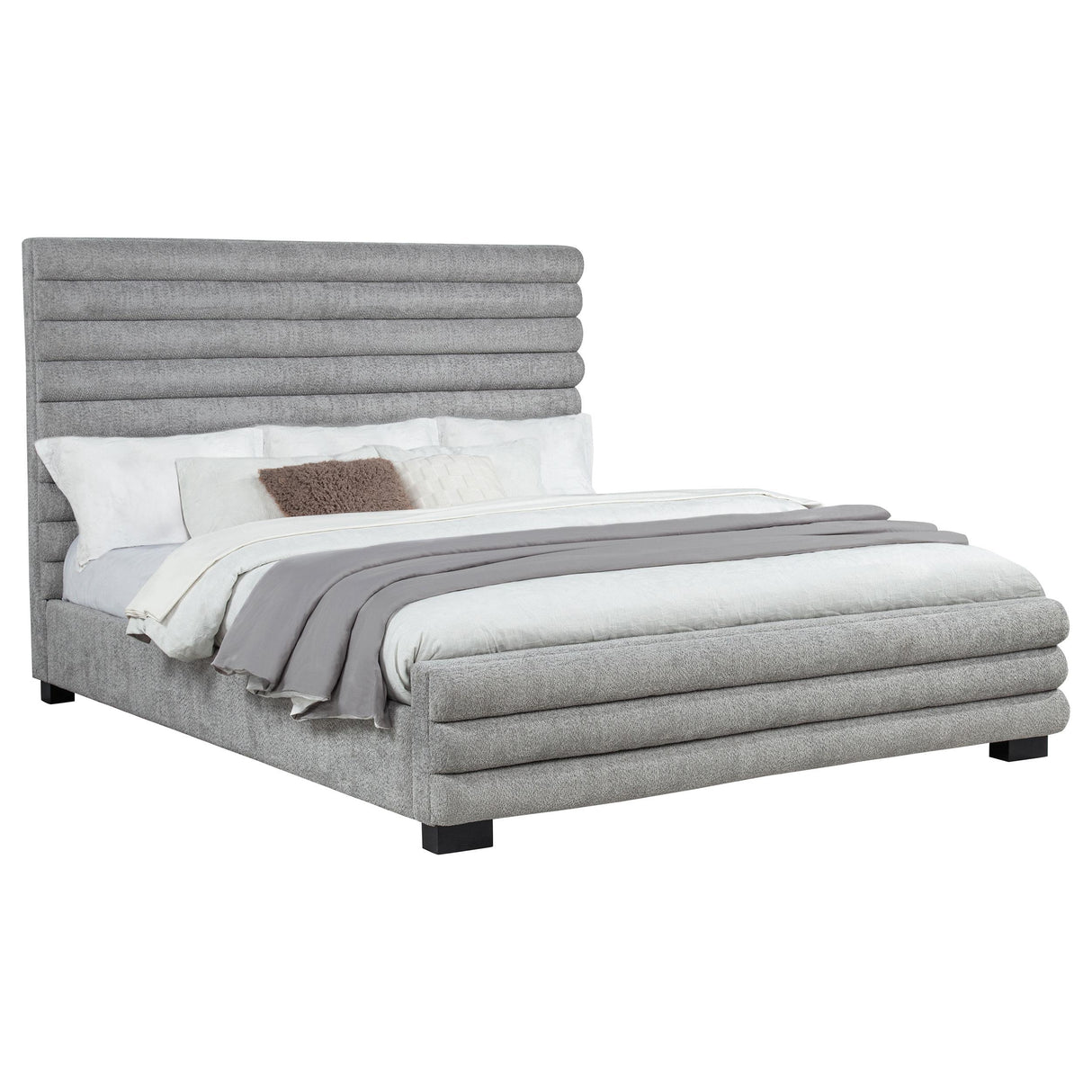 Coaster Furniture Patricia 300719KW 58-inch Boucle Upholstered California King Bed - Grey IMAGE 3