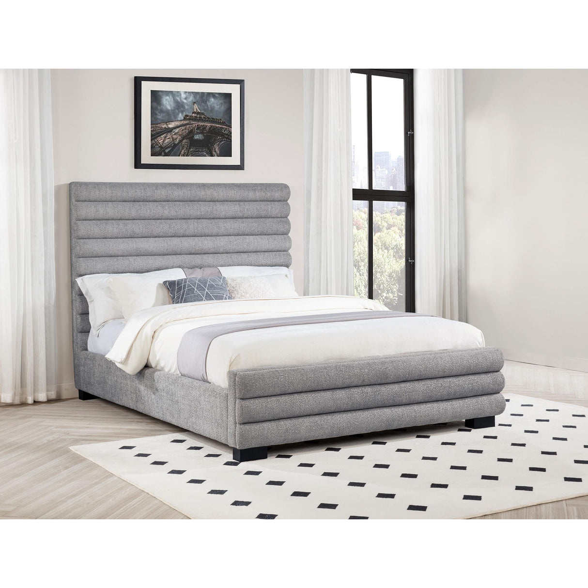  Coaster Furniture Patricia 300719Q 58-inch Boucle Upholstered Queen Bed - Grey IMAGE 3