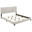  Coaster Furniture Dorian 300852KE Fabric Upholstered Eastern King Panel Bed - Cream IMAGE 1