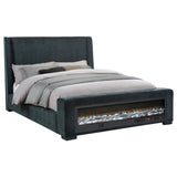  Coaster Furniture Preston 305821KE Upholstered Eastern King Audio Flame Visualizer Bed - Dark Blue IMAGE 7